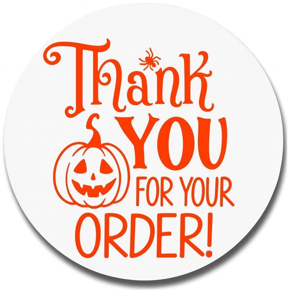 Thank You for Your Order Stickers – Halloween Pumpkin Round Labels 2"